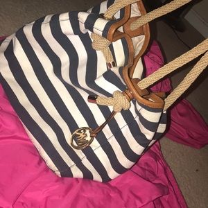 MK BLUE/WHITE HANDBAG. WORN ABOUT 5 TIMES.
